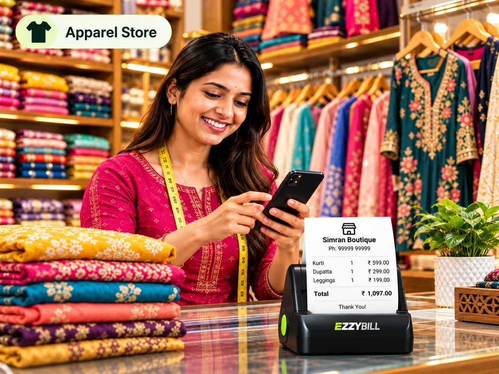 Billing for an apparel store with EZZYBILL